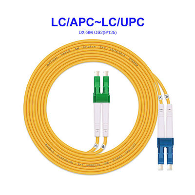 ऑप्टिकल फाइबर केबल LC / APC को LC / UPC सिंगल-मोड ड्यूल-कोर कैरियर-ग्रेड OS2 पिगेट कस्टमाइजेशन